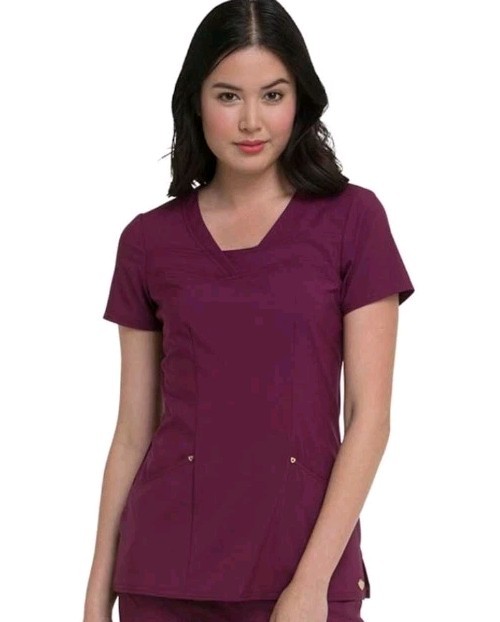 Wine HeartSoul Scrubs Serenity V Neck Top HS665 WNPS Wine XS Nwt