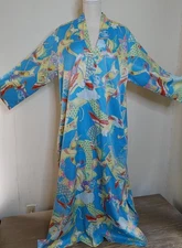 NATORI Cruz Asian Inspired Caftan Kaftan MuuMuu Silky Poly Sz XL Gown Robe Maxi