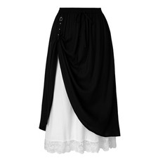 ThePirateDressing Women Double-Layer Victorian Renaissance LARP Skirt-C1655