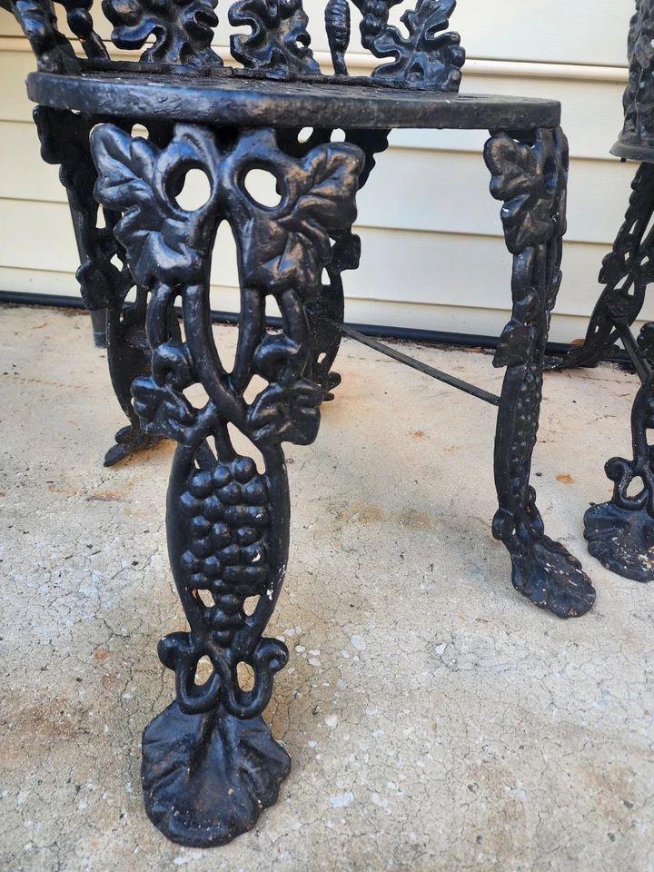 4 piezas. Hermoso conjunto de banco de hierro fundido de vid victoriana antiguo sofá de dos plazas patio Foto 4 de 4