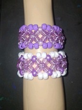 2 Kandi Cuff Pony Beads Bracelets X Base Pattern Kids, Teens, Adults, Or Gift