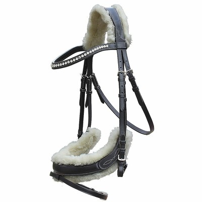 Euroriding Trense LEON, Faux Fur, engl. Kombiniert in schwarz 