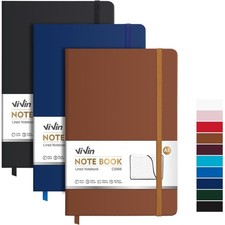 3 Pack A5 Hardcover Lined Notebook,192 pg College Ruled 5.5x8.3 journal