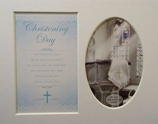 "Boy Chritening "Keepsake photo mount to fit 8" x 10" Bedroom Living Room Home