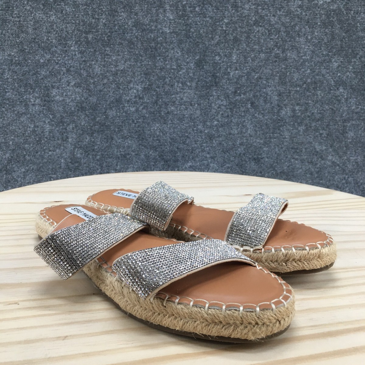 Steve Madden Sandals Womens 8.5 Answer Rhinestone Espadrille