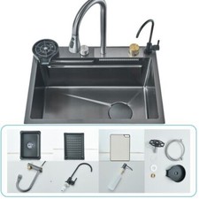 Flying Rain Waterfall Kitchen Sink Pull Out Faucet Single Slot Stainless Steel