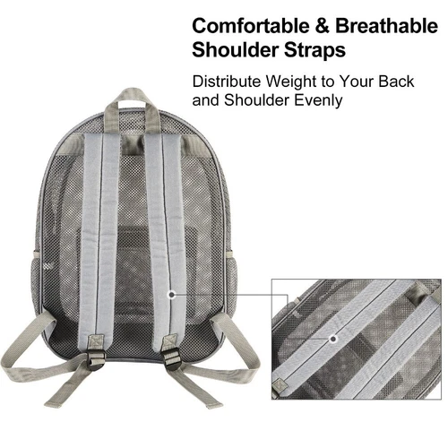 Mochila escolar de malla transparente resistente transparente para estudiantes hombres mujeres - Imagen 18 de 26