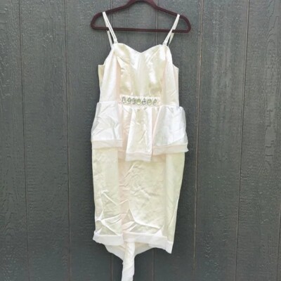 white peplum dress size 16 Pauline Peplum Dress, in White, Size: XL