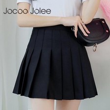 Women High Waist Pleated Skirt Summer Casual A-line Plaid Mini Skirts