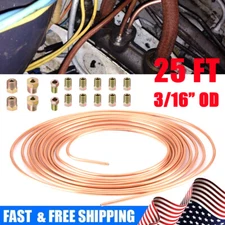 3/16 OD Copper Nickel Brake Line Tubing Kit 25 FT Coil Roll with 16 Fittings