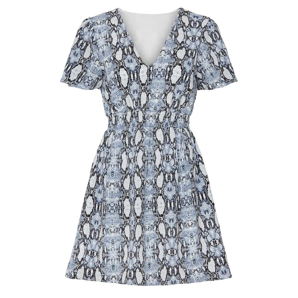 Slate + Willow Blue animal print smocked waist short sleeve dress Size medium M | eBay Slate + Willow Blue animal print smocked waist short sleeve dress Size medium M | eBay