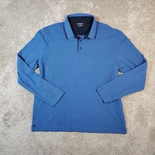 Untuckit Mens Long Sleeve 100 Pima Cotton Polo Blue Size XL