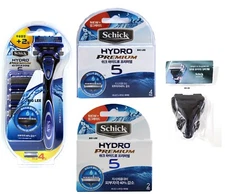 Schick Hydro Premium 5 1 Razor Handle + 10 Cartridges Travel Cover