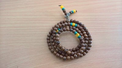 Bracelet wengé prière bouddhiste tibétain bois santal bouddha 113 perles 8 mm # - Photo 1/4