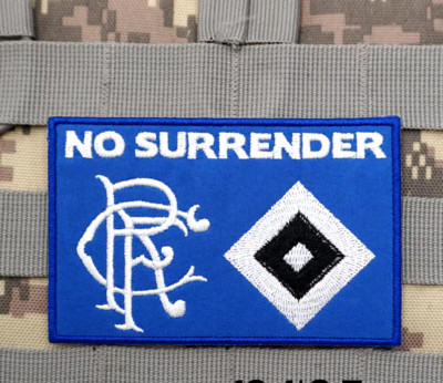 GLASGOW RANGERS F.C. ''NO SURRENDER'' EMBROIDERED IRON-ON SOCCER/FOOTBALL PATCH...
