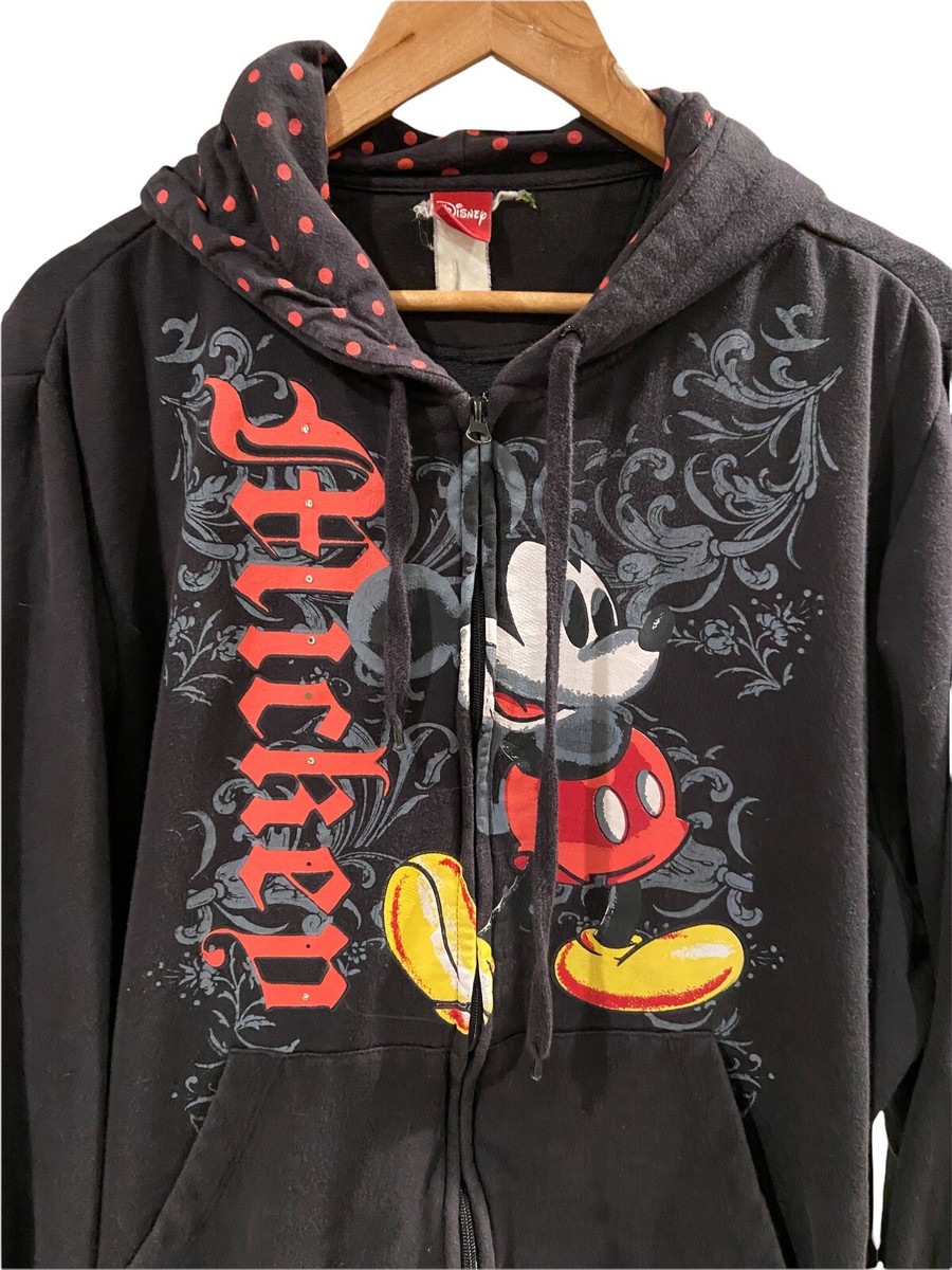 Disney Mickey Mouse Front Zip Hoodie Sweatshirt Black Disney Mickey Mouse Front Zip Hoodie Sweatshirt Black