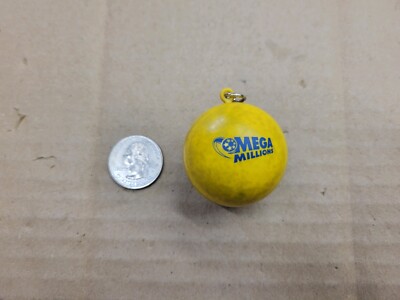 Mega Millions Lottery Ball Vintage Keychain Key Chain Ring Tether Loop Holder
