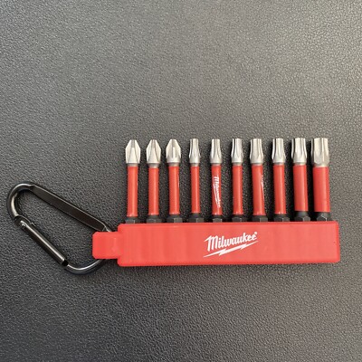 Milwaukee SHOCKWAVE Bitset mit Karabiner 10-teilig T15 T20 T25 T30 T40 PH2 PZ2