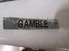 MILITARY PATCH HOOK AND LOOP ACU NAME TAPE WITH NAME GAMBLE