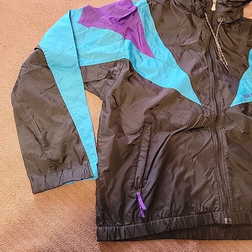 VTG 90s Olympic Windbreaker Jacket Lge Men Black Purple Blue Retro JC Penney USA - Picture 3 of 24