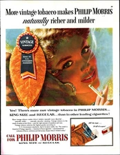 1955 Philip Morris Cigarettes Sexy Woman Art Leaf Smoke Vintage Print Ad b7
