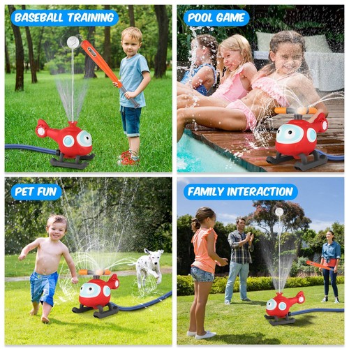2 in 1 Outdoor Water Sprinkler Toddler Kids Baseball Batting Toy for Boys Girls - Picture 9 of 15