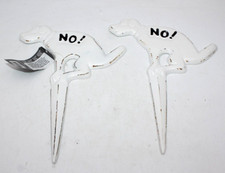 Retro Cast Iron Dog Stakes Lot of 2 NO Pooping Large 13" Lawn Yard Sign No Whit