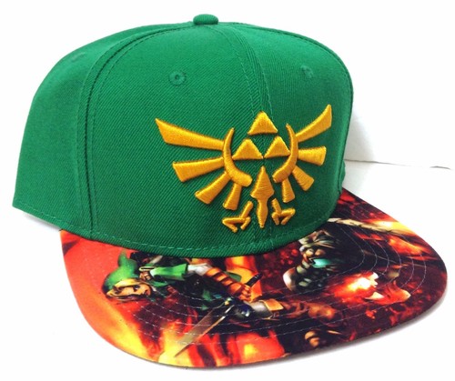THE LEGEND OF ZELDA SNAPBACK SOMBRERO Verde & Dorado Trifuerza Logotipo FlatBill Eslabón LANA Hombres - Imagen 5 de 6