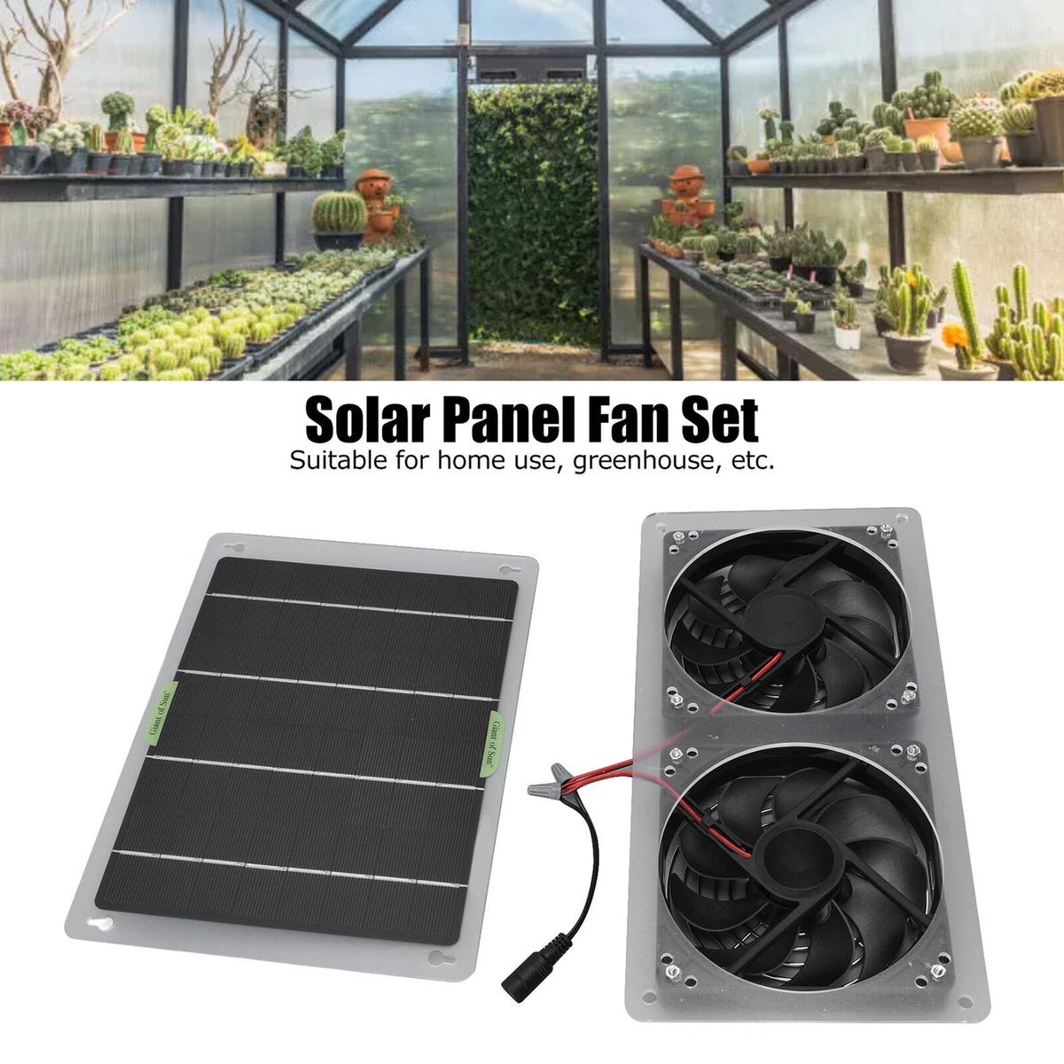 100W 12V Greenhouse Ventilation Exhaust Vent Extractor Fan Kit u0026amp; Solar  Panel | eBay
