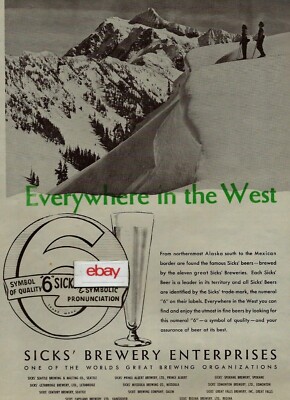 SICK'S Brewery Company Everywhere IN Der West Bier '' 6 '' S I C K '' 1948 Anzeige