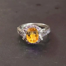 Citrine Oval Cut Gemstone With 925 Sterling Silver Ring For Men's #A953