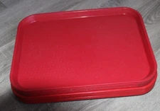LOT OF 10 CAMBRO  Cafeteria Restaurant Fast Food Tray RED  10 3/4" X 13 7/8 Used