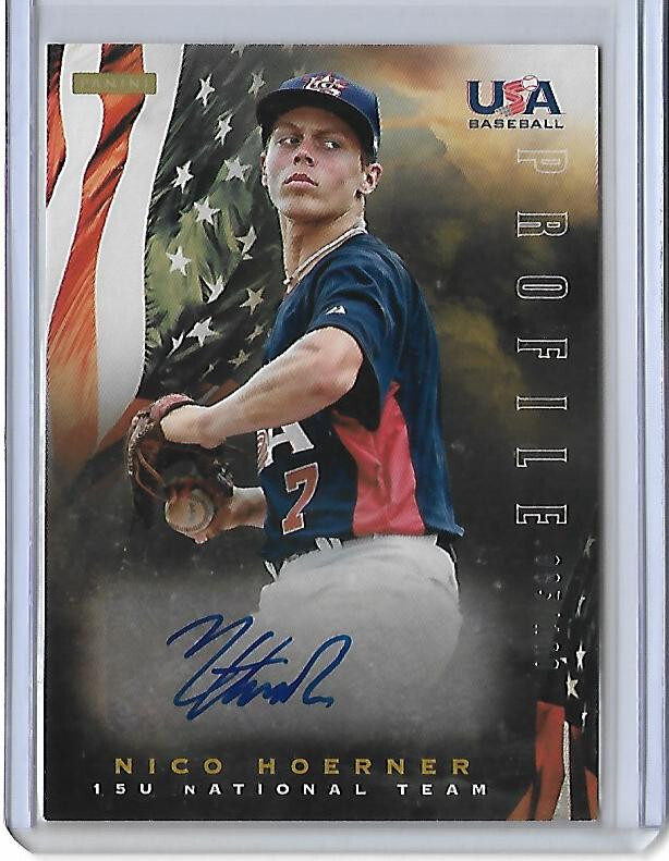 Nico Hoerner 2012 Panini Team USA U15 ROOKIE Profile Card RC Auto Autograph /100