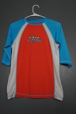 Nike Girls Orange Multicolored Hydro Swim Top Rash Guard Mid Sleeve Size Large