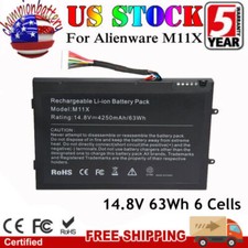 Laptop Battery for Dell Alienware M11x M14x R1 R2 R3 PT6V8 8P6X6 P06T P18G 63Wh