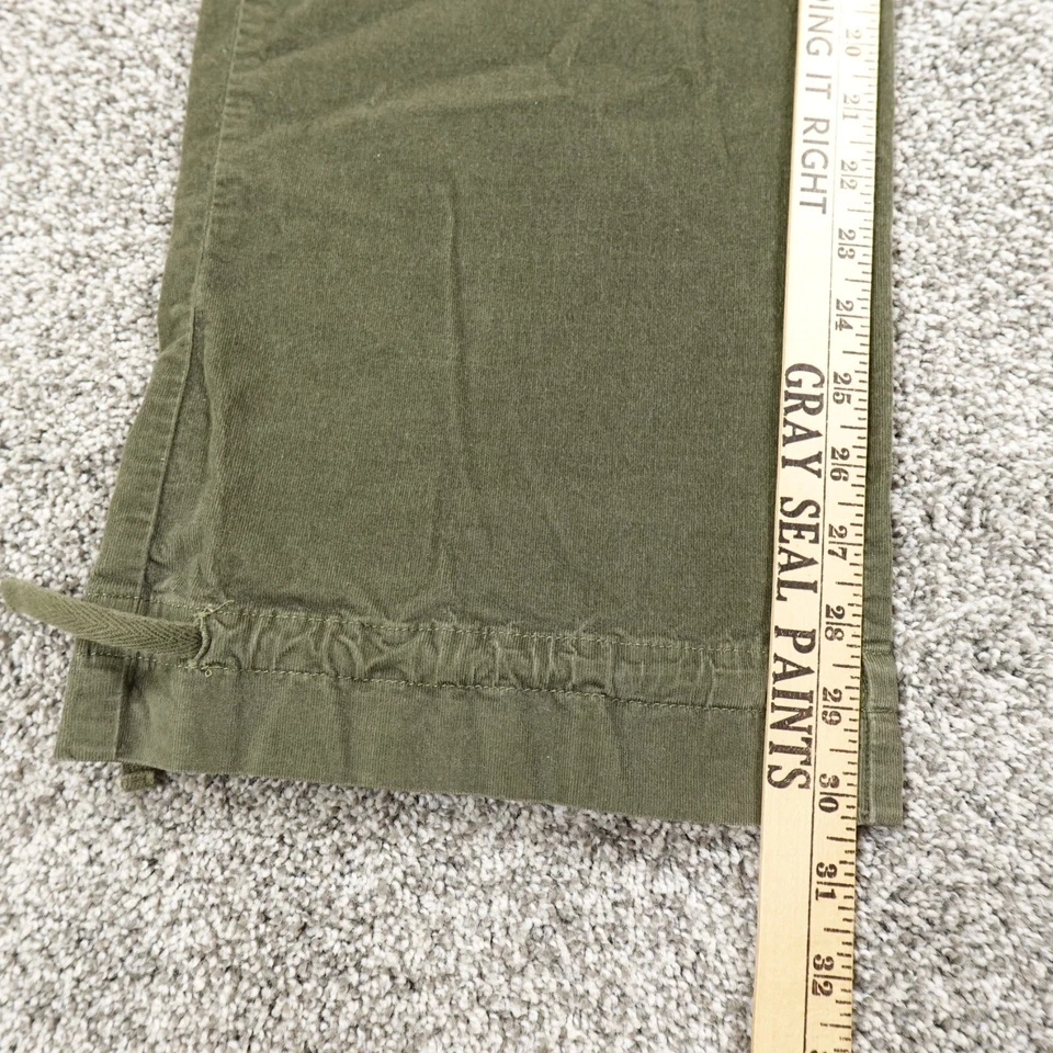 Pantalones J Jill Mujer 12 Verde Carga Pana Tiro Alto Sueltos Pierna Ancha Rave Elastizados Foto 4 de 4