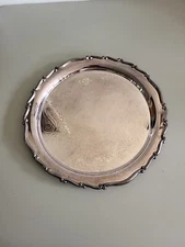 Vintage F.B Rogers Silver Co 1883 Silver Plate Round Serving Tray 15” Scroll Rim