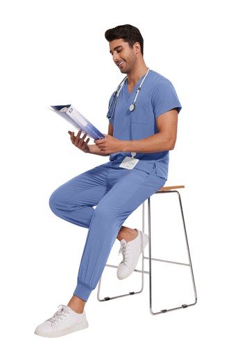 Stretch Medical Nursing Uniform Scrub Set Men V-Neck 3-Pocket-Top Jogger Pants - Picture 57 of 138