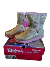 New Girl's SKECHERS Boots Lights Twinkle Toes: Glitzy Glam - Sparkle Heartz