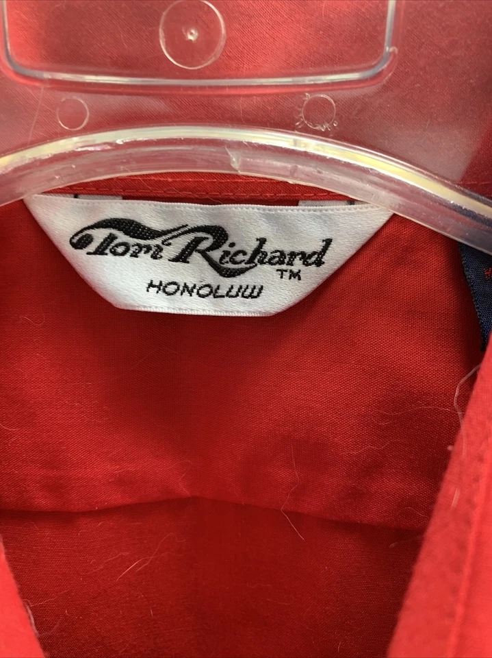 Camisa vermelha bordada canoa havaiana catamarã Tori Richard anos 70-80 ~Média ~ Estado perfeito! - Imagem 4 de 4