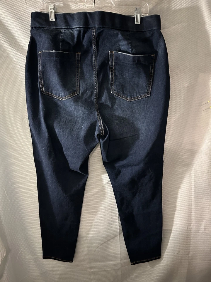 Pantalones de mezclilla para mujer Vanilla Star de tiro súper alto con curvas elásticos lavado oscuro talla 2X Foto 3 de 4