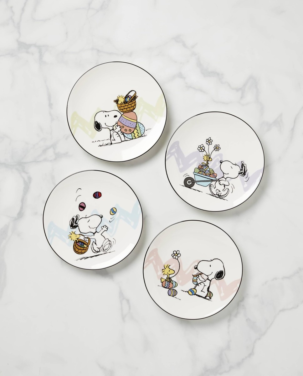 Lenox Peanuts Snoopy 4-Piece Easter Accent Plates Set, 4 4