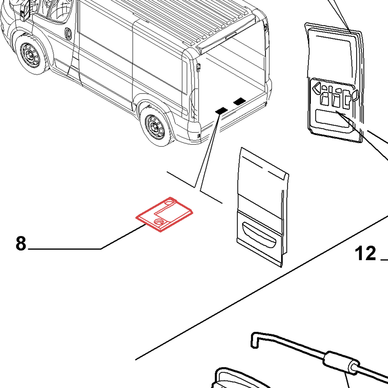 For Fiat Ducato Peugeot Boxer Citroen Relay Rear Door Lower Pad Plate