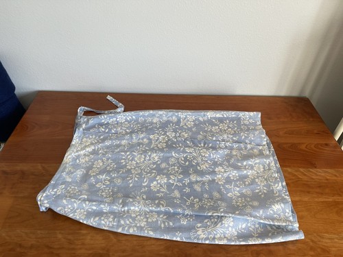 Boden 14 R 100% Linen Powder Blue & White Beautiful Floral Print Wrap Skirt - Picture 14 of 24