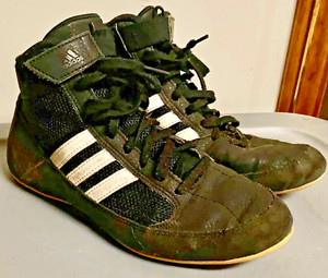 ***Youth Sz-5-US ADIDAS SPORT WRESTLING MAT SHOES FOOTWEAR Black & White