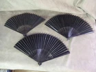 Collection of THREE BLACK FANS, mourning, antique.