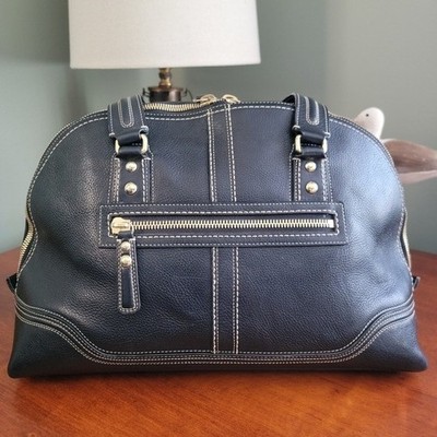 Coach 11085 Miranda Legacy Hamptons Satchel Black Pebbled Leather 