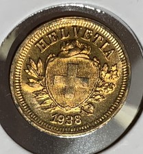 Switzerland 1 Rappen Bronze Coin 1938, KM-3.2. BU