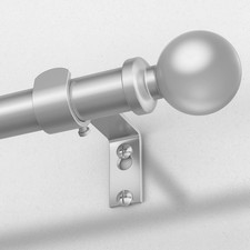 Silver Curtain Rods for Windows 48 to 84 Inch, Adjustable Heavy Duty Decorati...