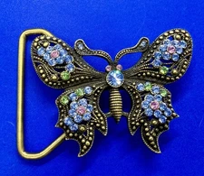 Gorgeous Butterfly Shaped Jeweled with Rhinestones Cutout Bling NOS Belt Buckle